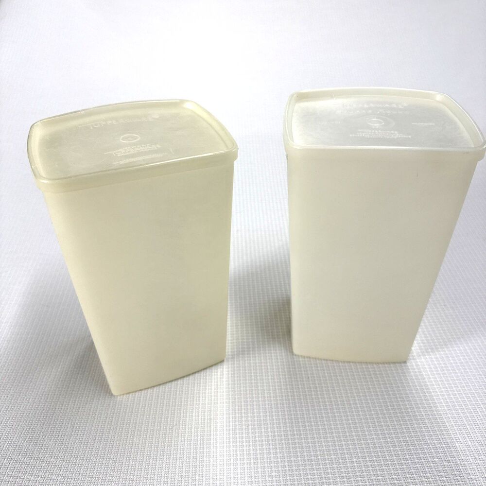 Vintage Tupperware 2 Piece Set Tall Storage Containers - 8"